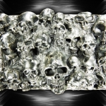 tomb handcrafted massive skull in 925 sterling silver buckle
